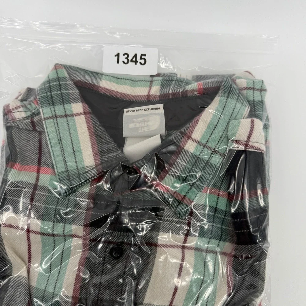 The North Face Mens Plaid Flannel Shirt Mint Green Black Long‎ Sleeve Medium